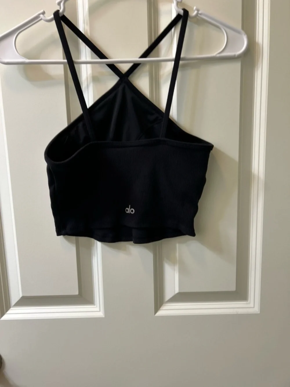 ALO Yoga Black Ribbed Crisscross Cropped Cami XS Black